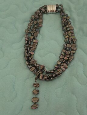 Iridescent Black Pearl Multi-Strand Necklace